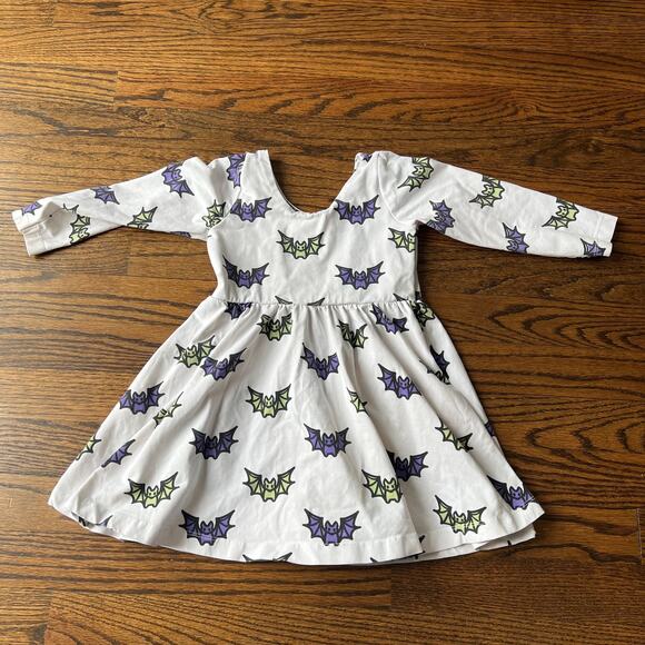 Monica + Andy Other - Monica + Andy Girl's Halloween Organic Cotton White Green Purple Bat Dress - 3T